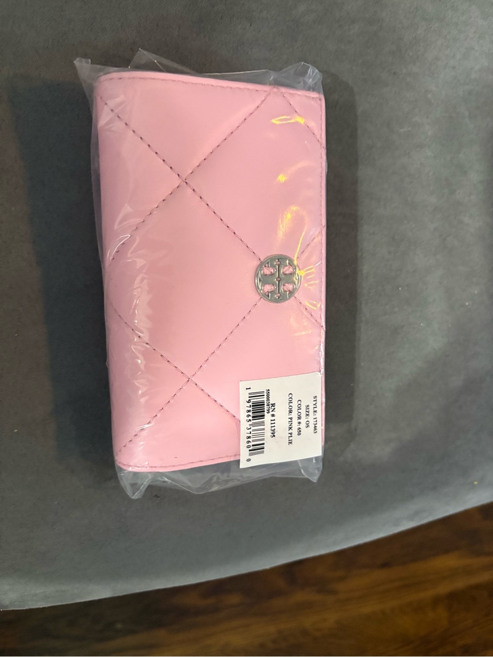 Tory Burch Pink Quilted Key & Card Holder with Logo Medallion